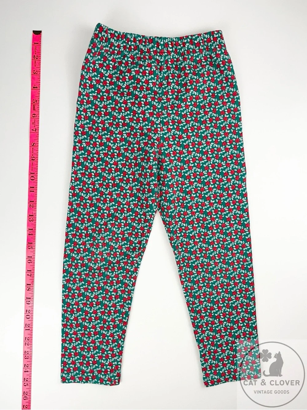 Gymboree 90s Rainbow Tag Rosebuds Floral Girl Red Green Leggings Large